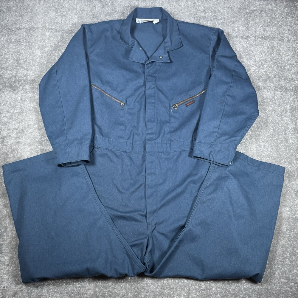 Dickies Coveralls Mens 48 Medium Navy Blue Full Zip Long Sleeve Mechanic
